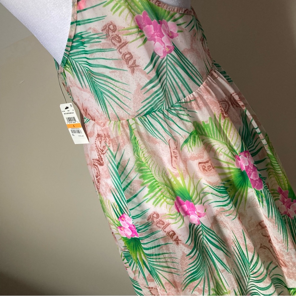 Betsey Johnson Knit Chiffon Midi Slip Floral High Low Dress size Small - Picture 7 of 7